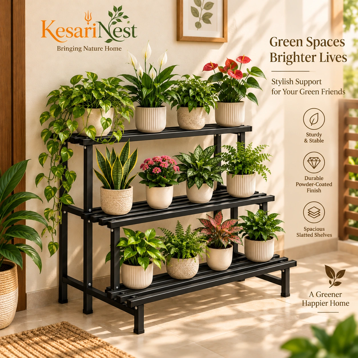 3-Tier Heavy Duty Metal Plant Stand — slide 2