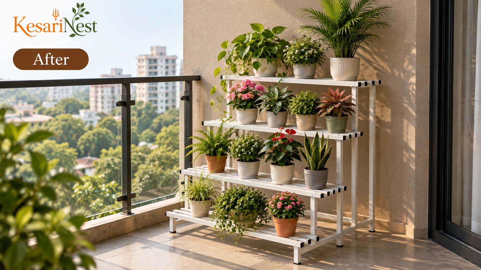 4-Tier Heavy Duty Metal Plant Stand — after