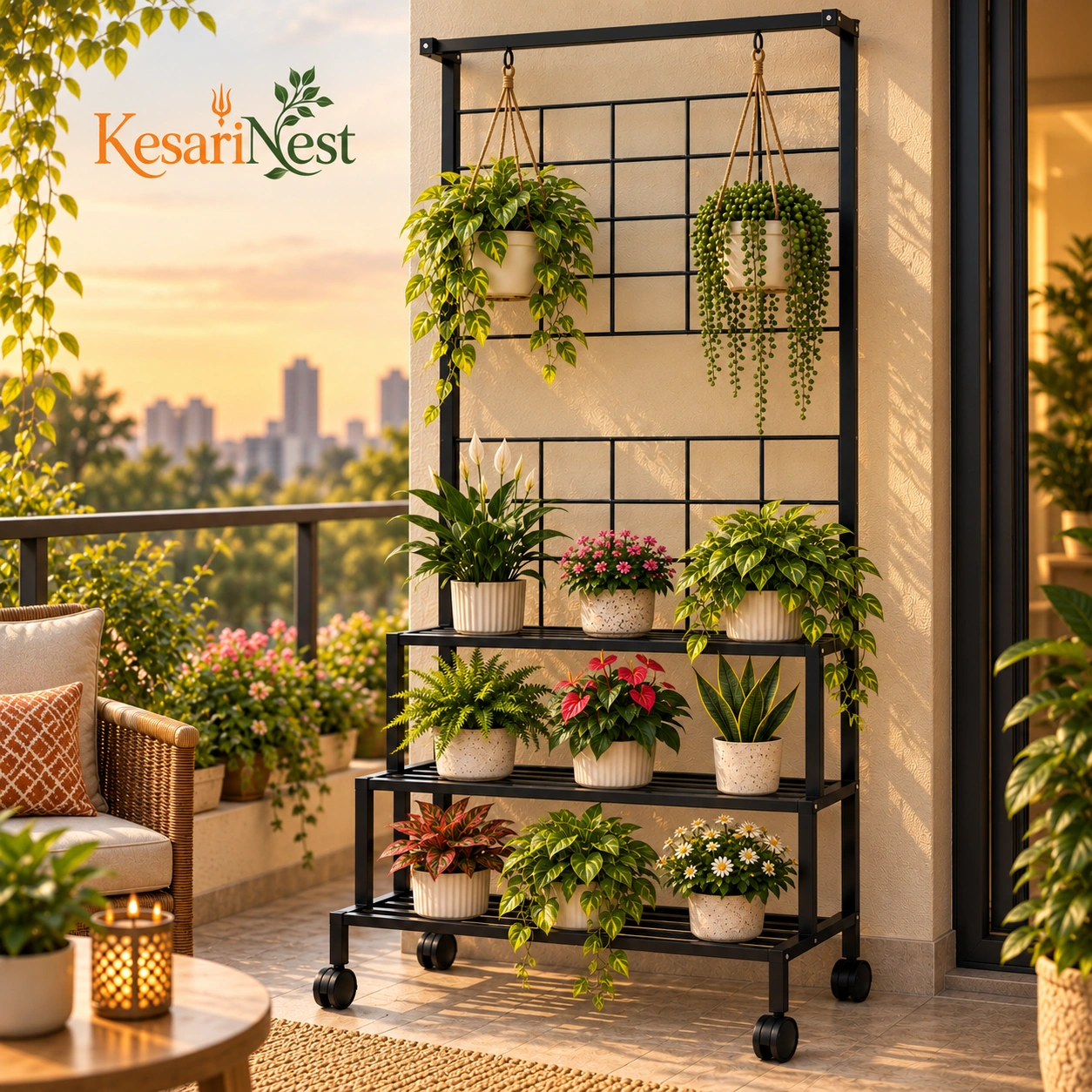 4-Tier Plant Stand with Wheels — slide 1
