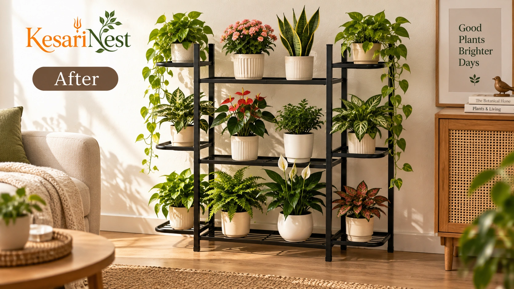 9-Tier Metal Planter Stand for Plants — after