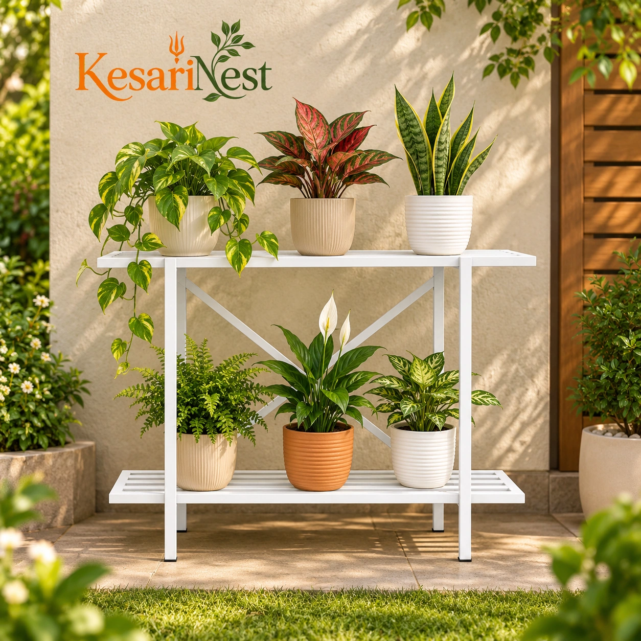 2-Tier Rust-Resistant Metal Plant Stand view 5