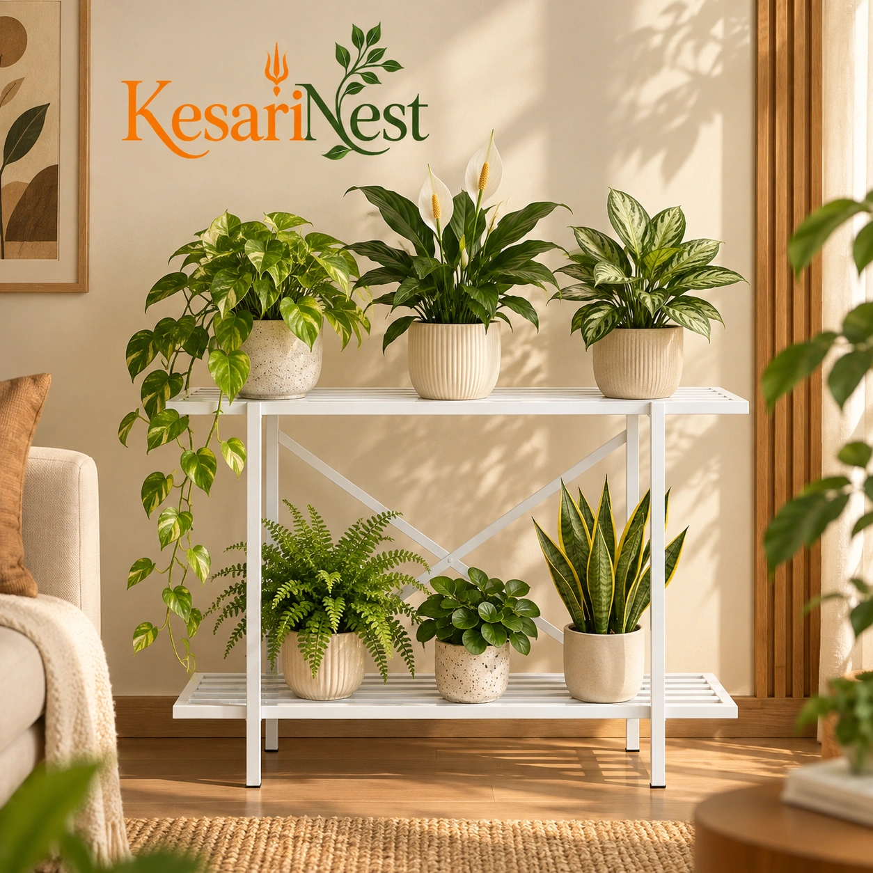 2-Tier Rust-Resistant Metal Plant Stand view 6