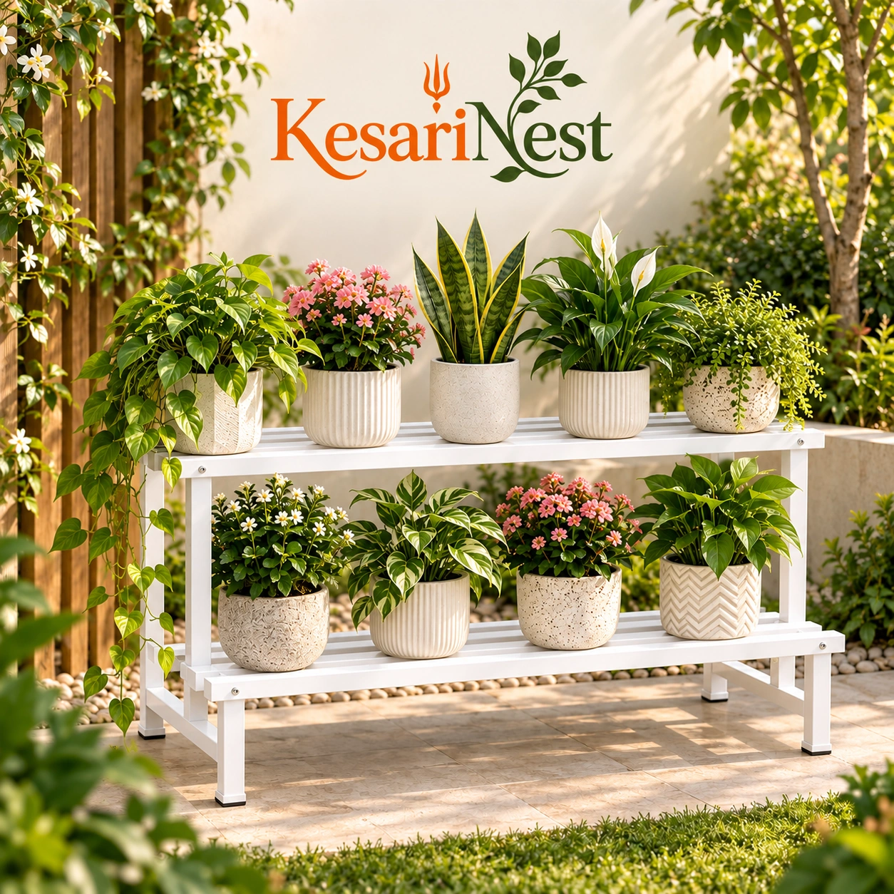 2-Tier Heavy Duty Metal Plant Stand view 6