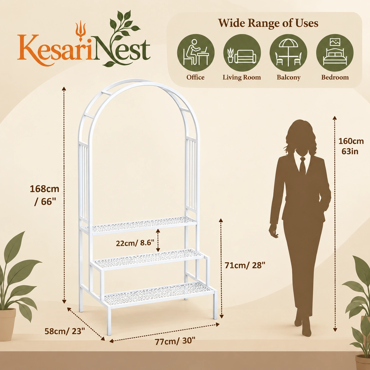 4-Tier Metal Plant Rack for Home & Garden