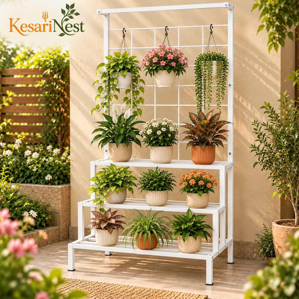 4-Tier Flower Pot Rack for Home & Balcony