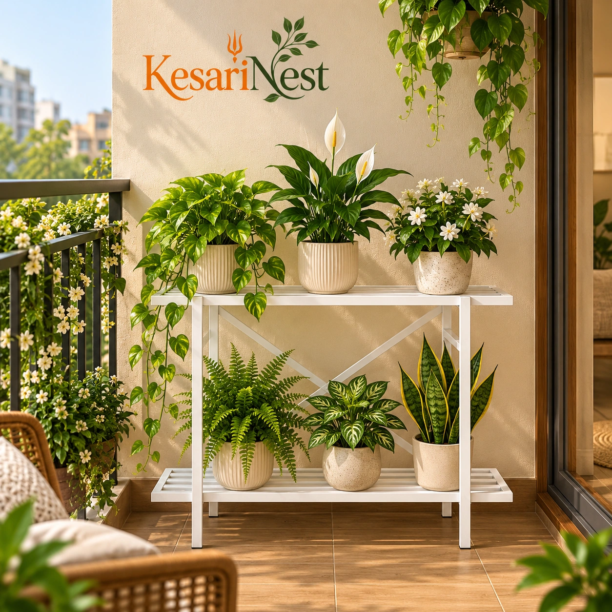 2-Tier Rust-Resistant Metal Plant Stand view 7