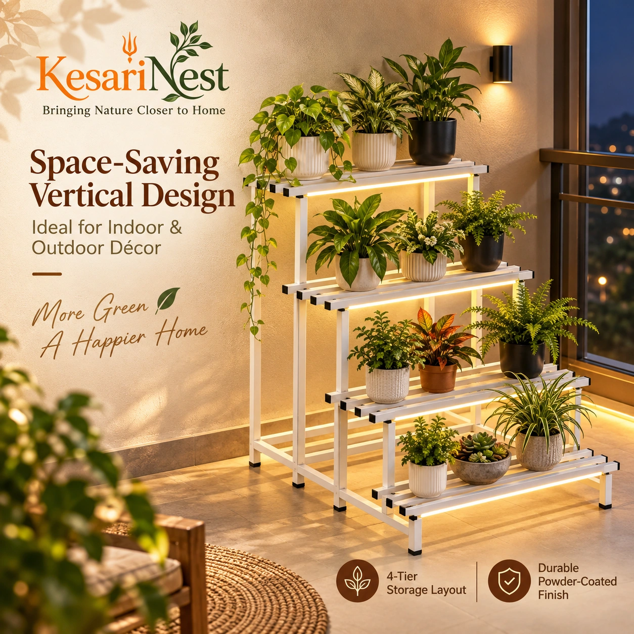 4-Tier Heavy Duty Metal Plant Stand