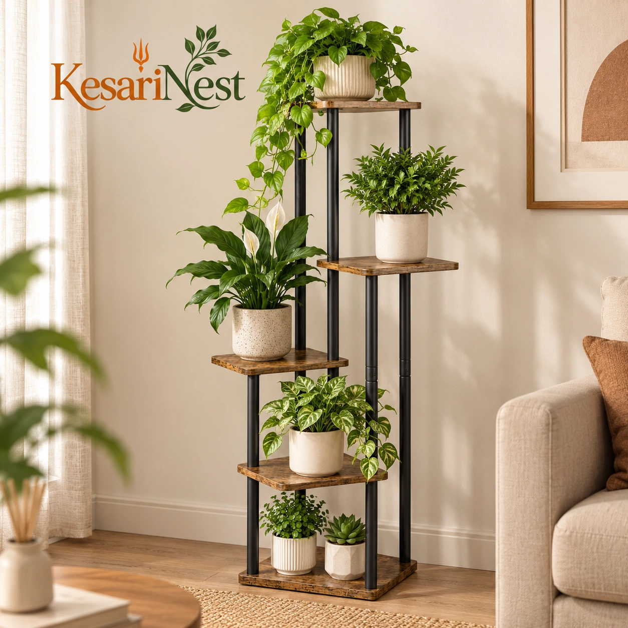 5-Tier Tall Metal Plant Stand for Plants