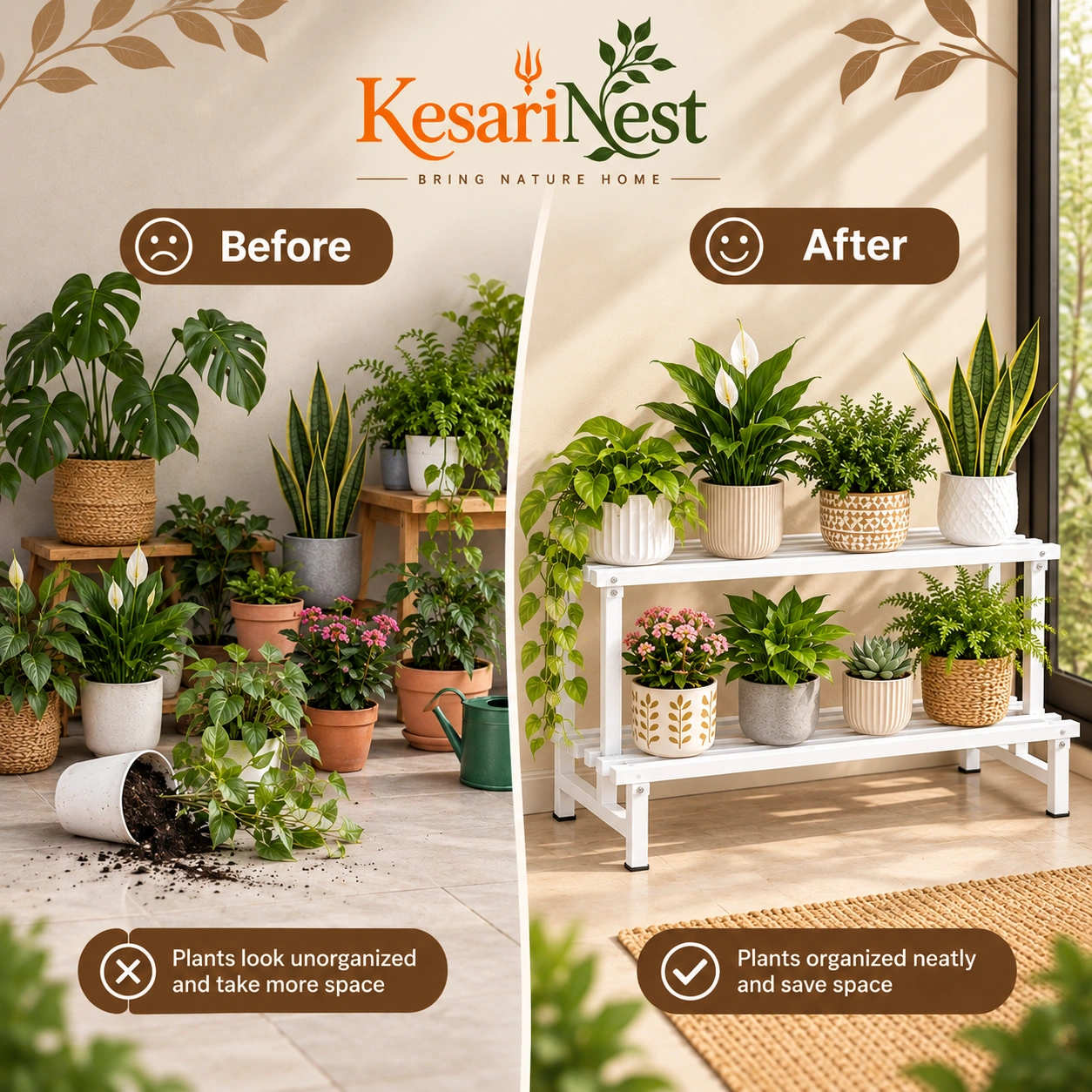 2-Tier Heavy Duty Metal Plant Stand view 5