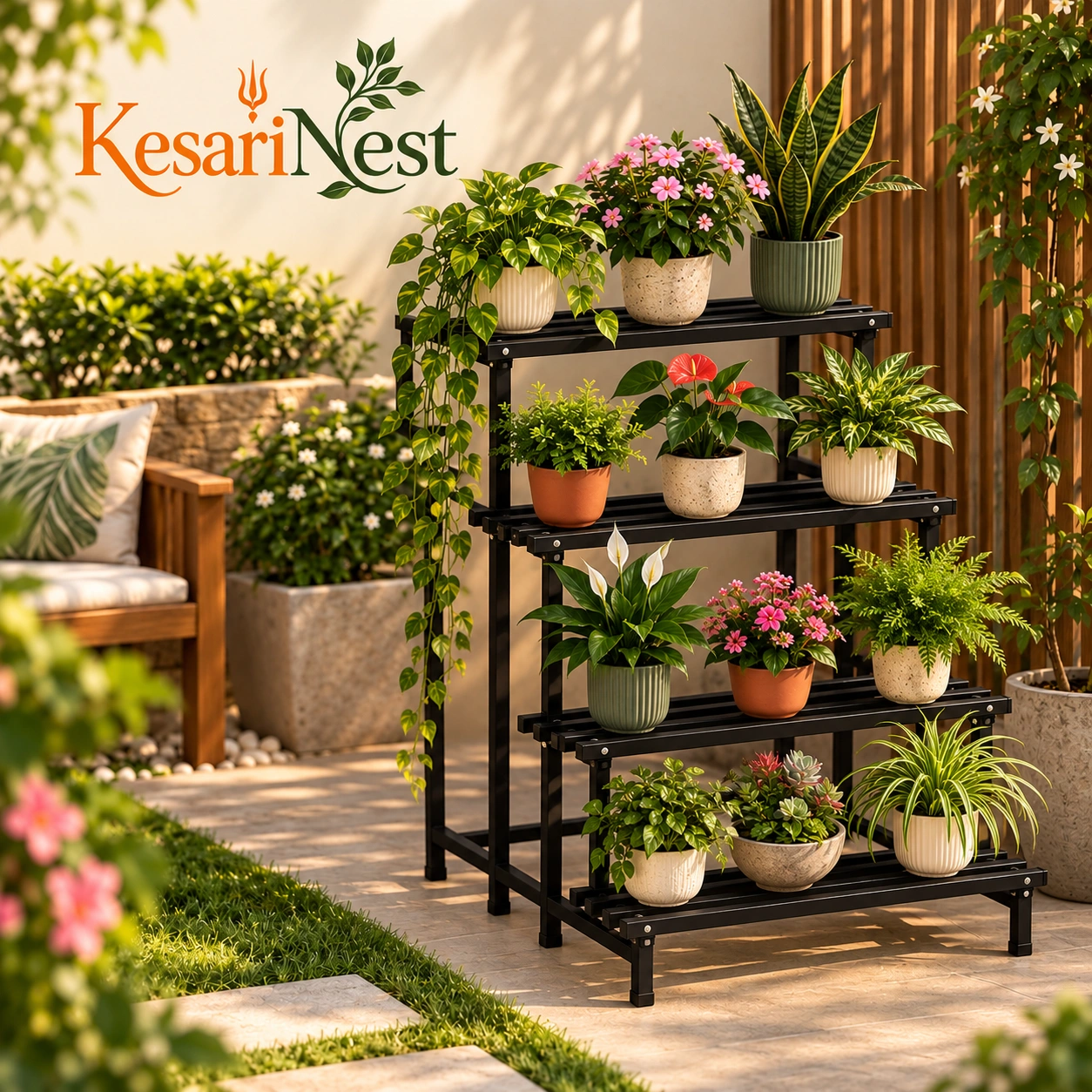 4-Tier Heavy Duty Metal Plant Stand — slide 4
