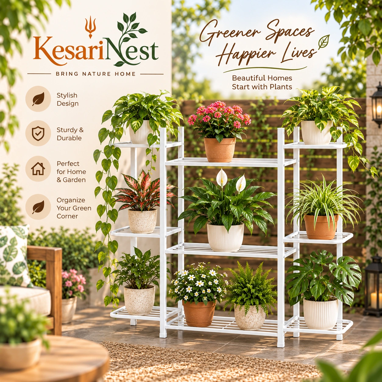 9-Tier Metal Planter Stand for Plants view 4