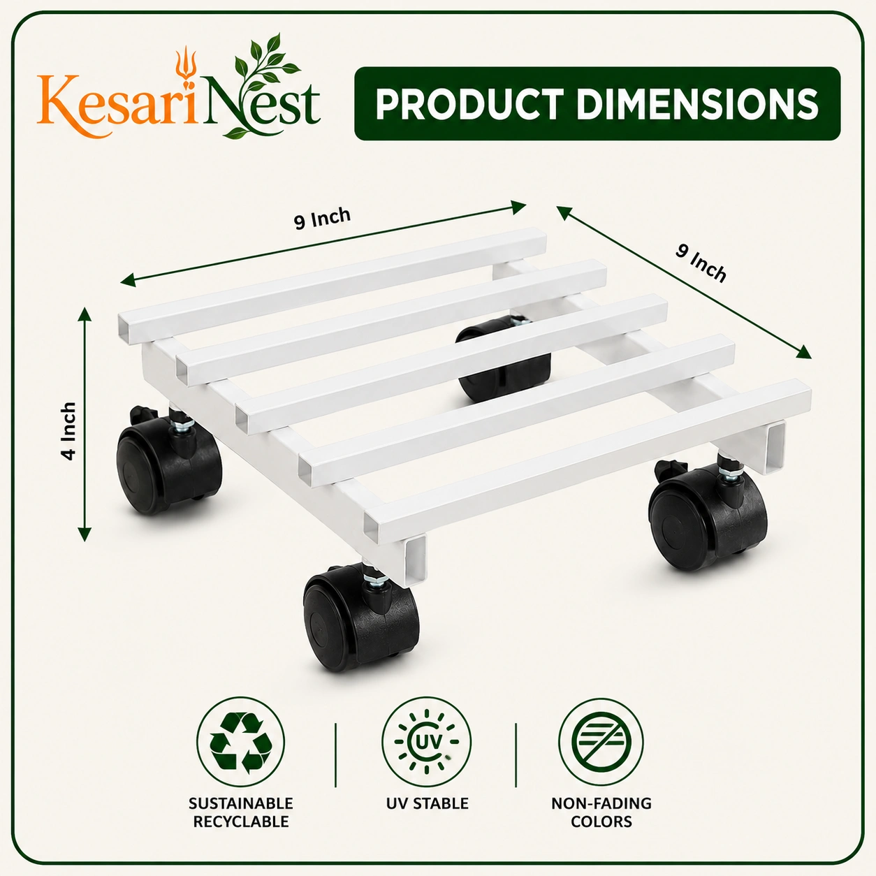 Designer Movable Plant Stand with Wheels view 4