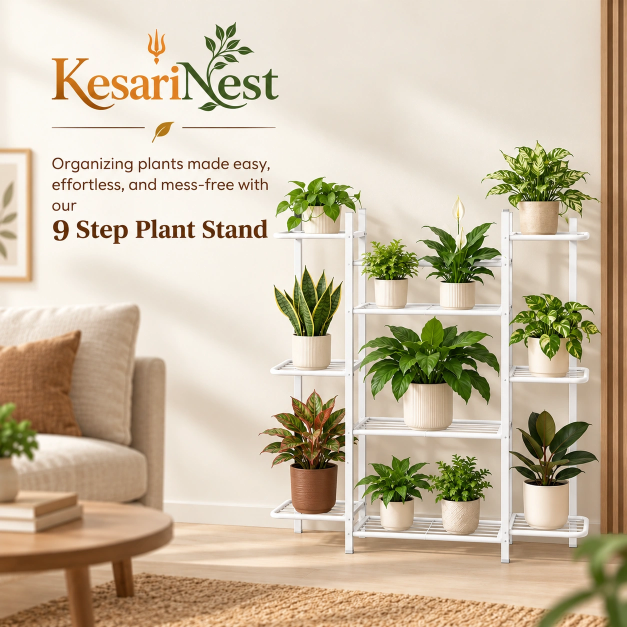9-Tier Metal Planter Stand for Plants
