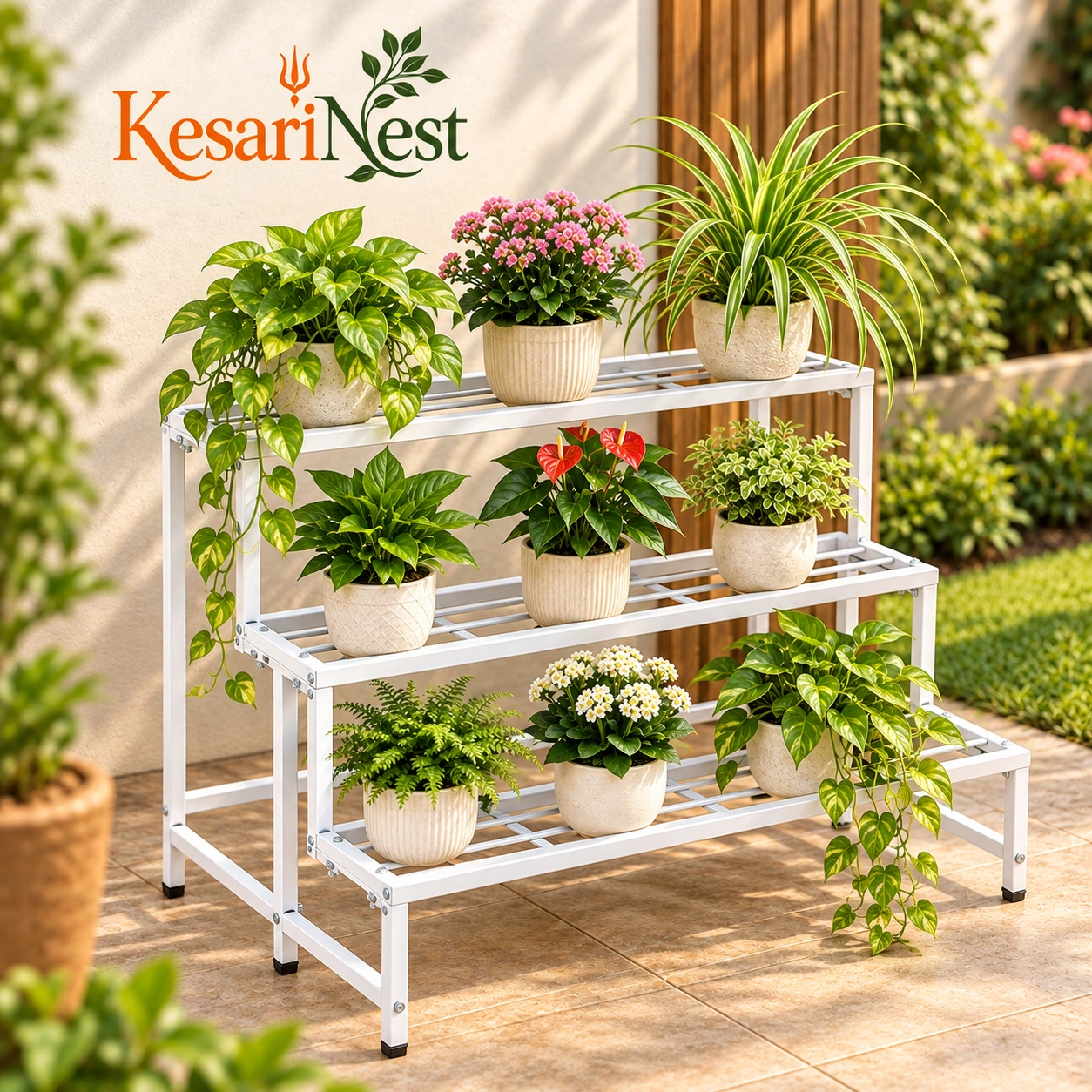 3-Tier Heavy Duty Metal Plant Stand view 3