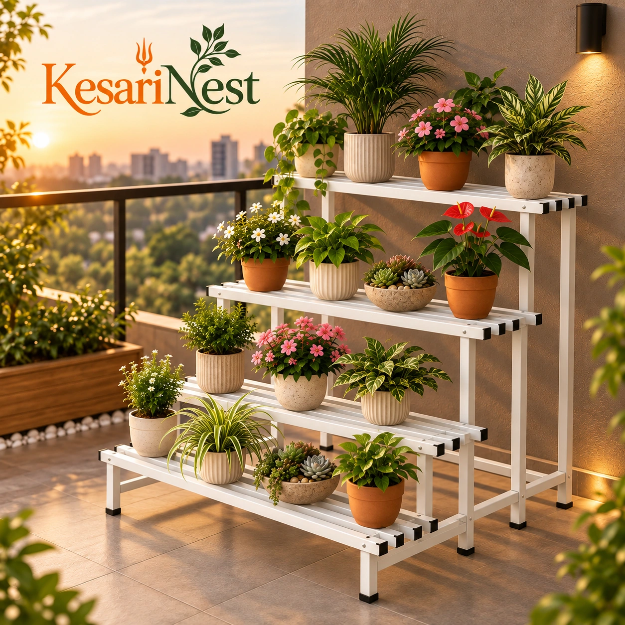 4-Tier Heavy Duty Metal Plant Stand view 5