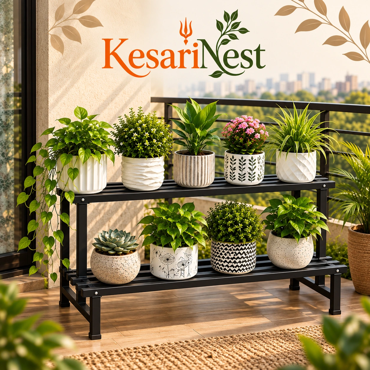 2-Tier Heavy Duty Metal Plant Stand — slide 2