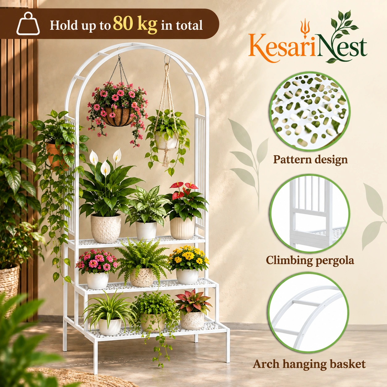 4-Tier Metal Plant Rack for Home & Garden view 3