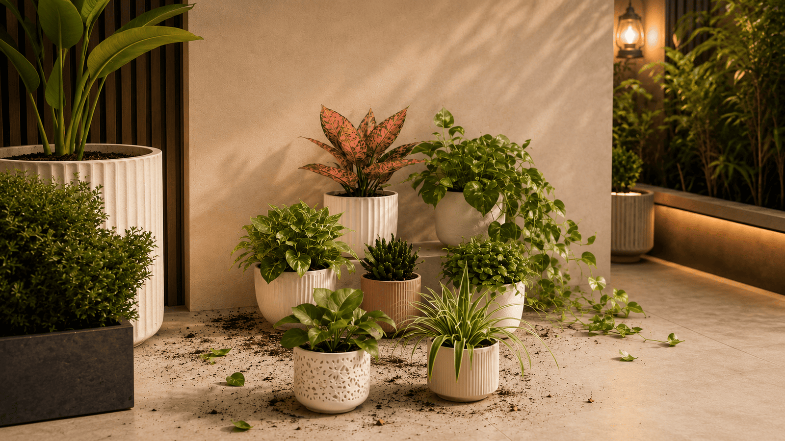 4-Tier Metal Plant Rack for Home & Garden — before