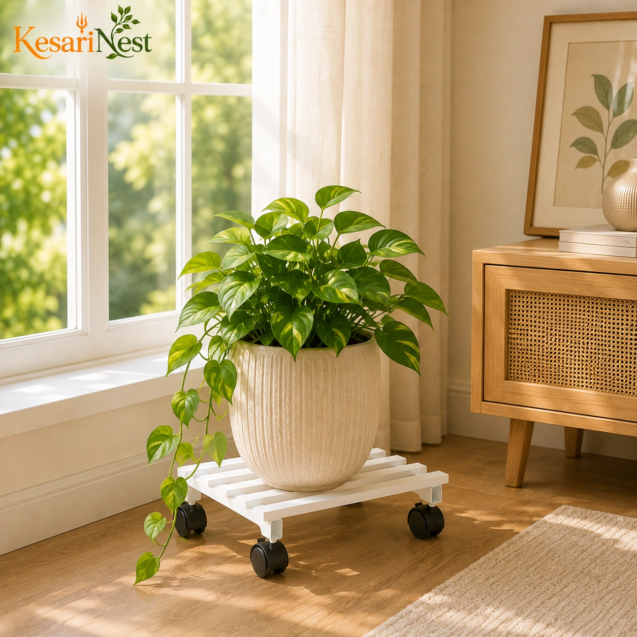 Designer Movable Plant Stand with Wheels — slide 5