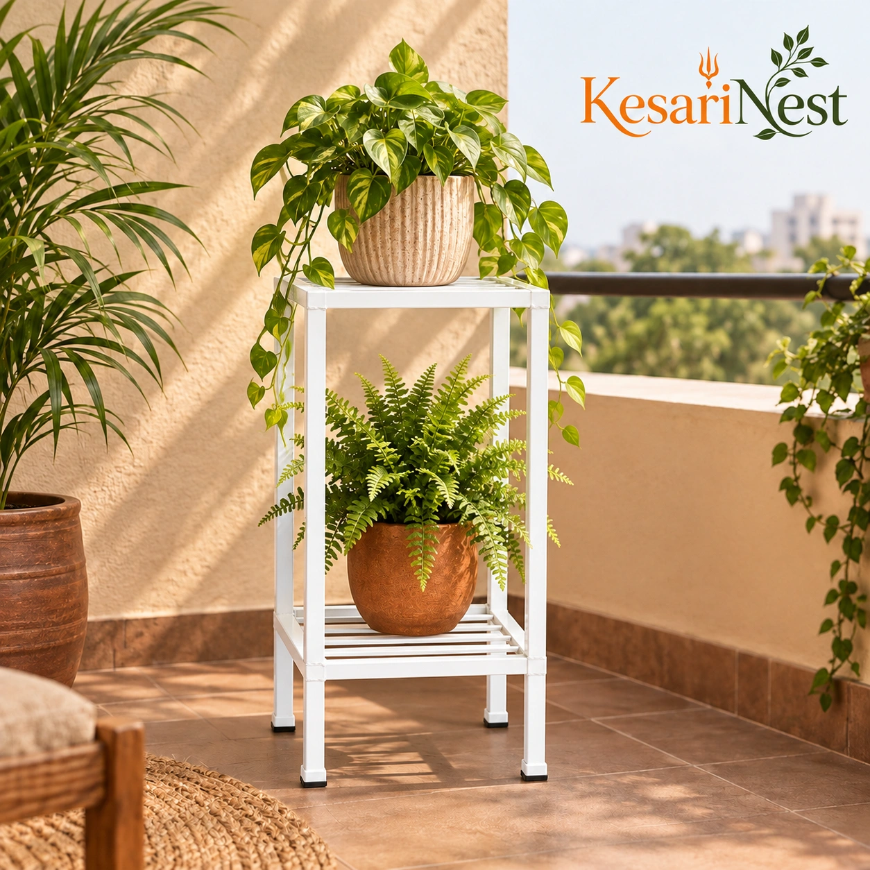 2-Tier Modern Metal Plant Stand view 7