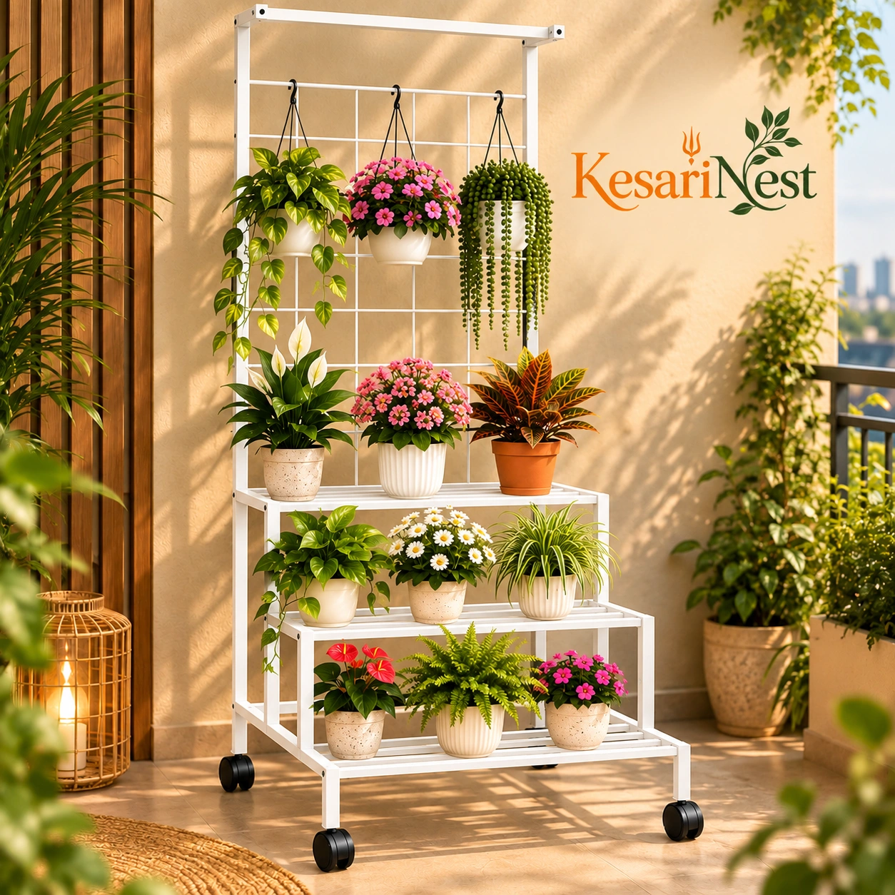 4-Tier Plant Stand with Wheels view 6