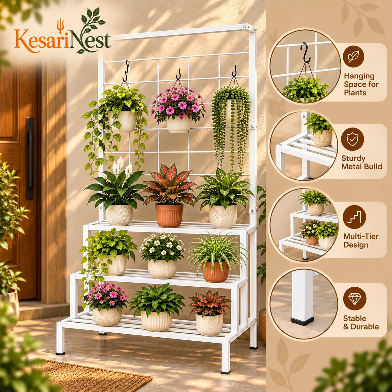 4-Tier Flower Pot Rack for Home & Balcony view 4