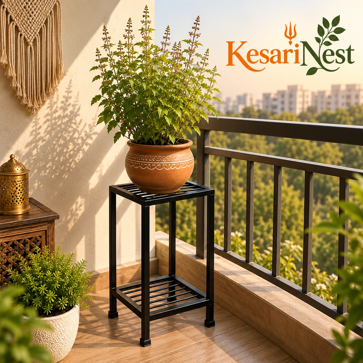 2-Tier Modern Metal Plant Stand — slide 1