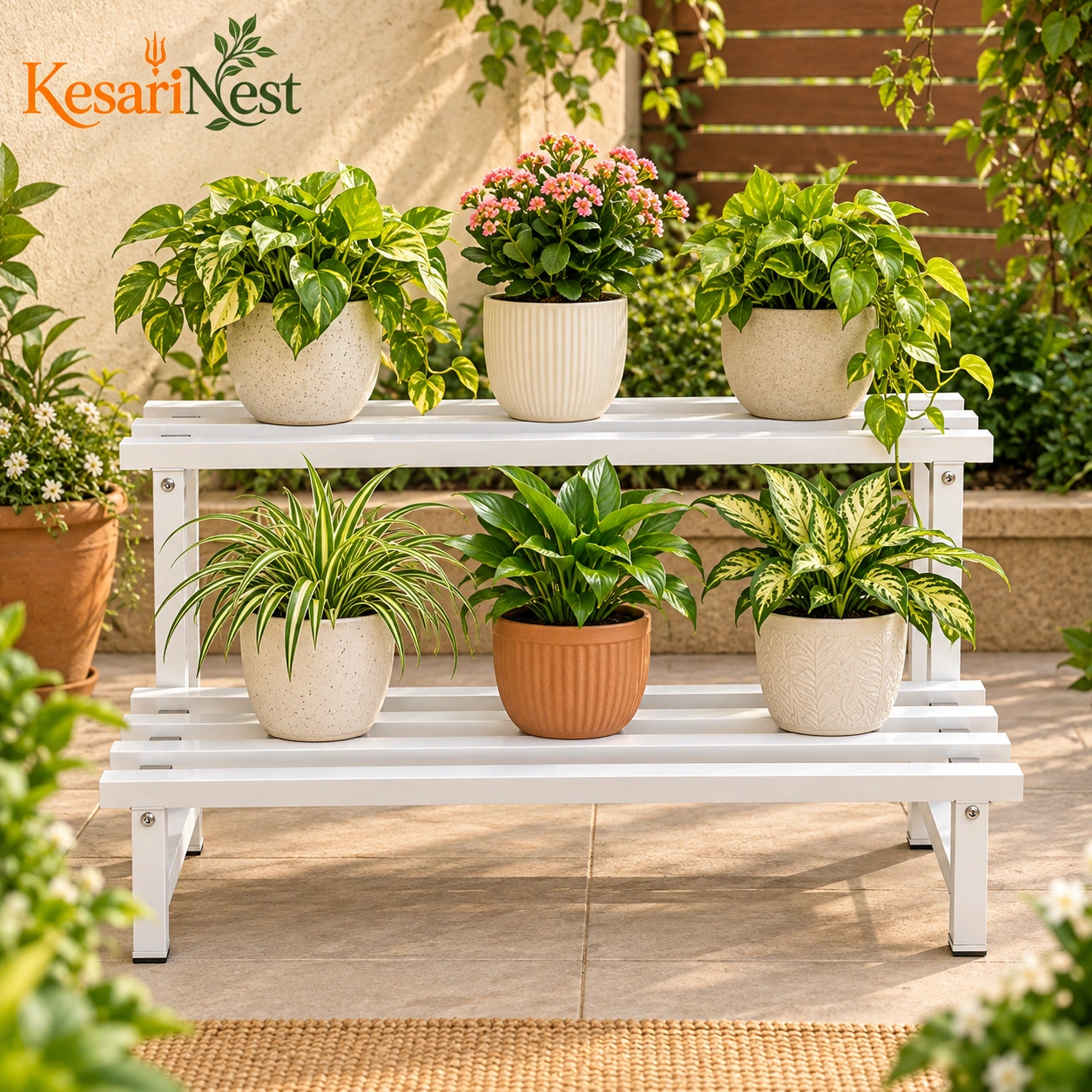 2-Tier Heavy Duty Metal Plant Stand view 7
