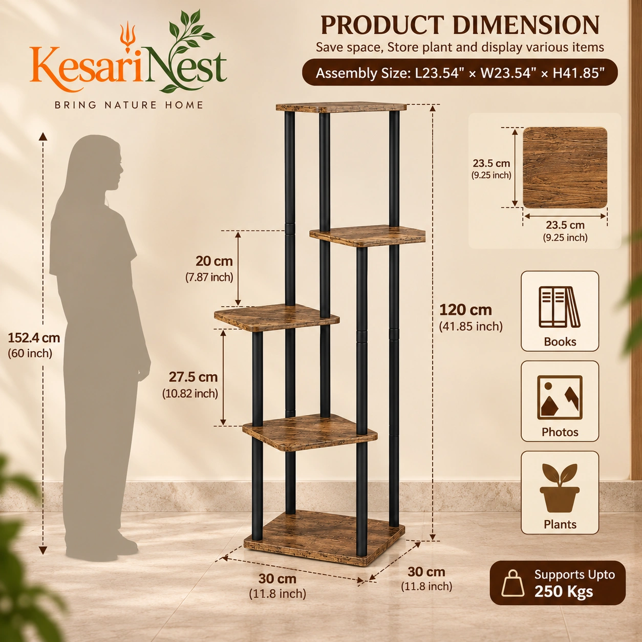 5-Tier Tall Metal Plant Stand for Plants view 6