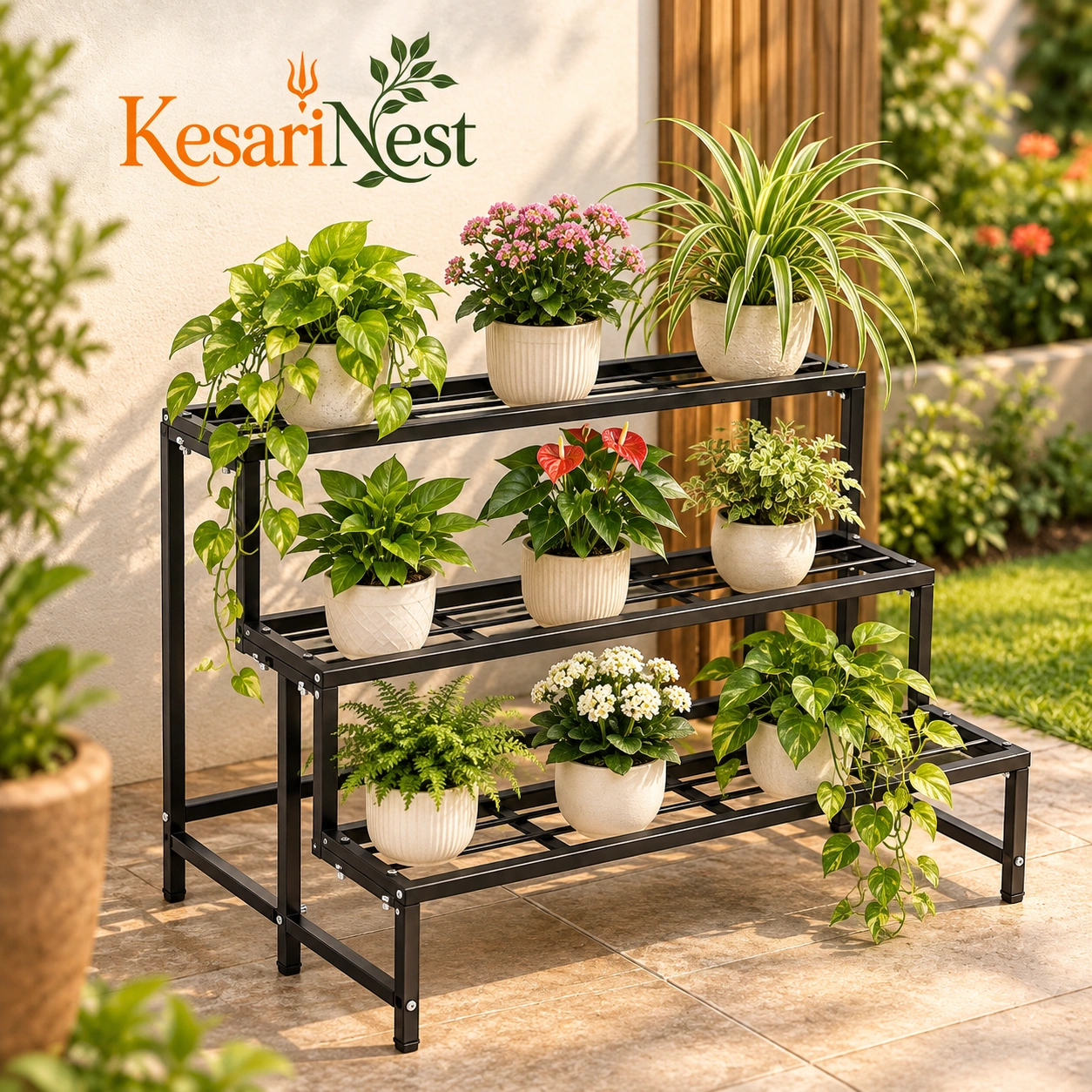 3-Tier Heavy Duty Metal Plant Stand — slide 1