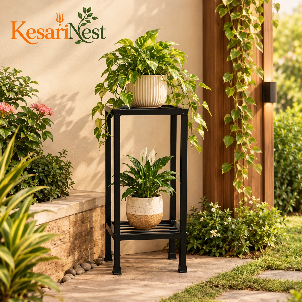 2-Tier Modern Metal Plant Stand — slide 2