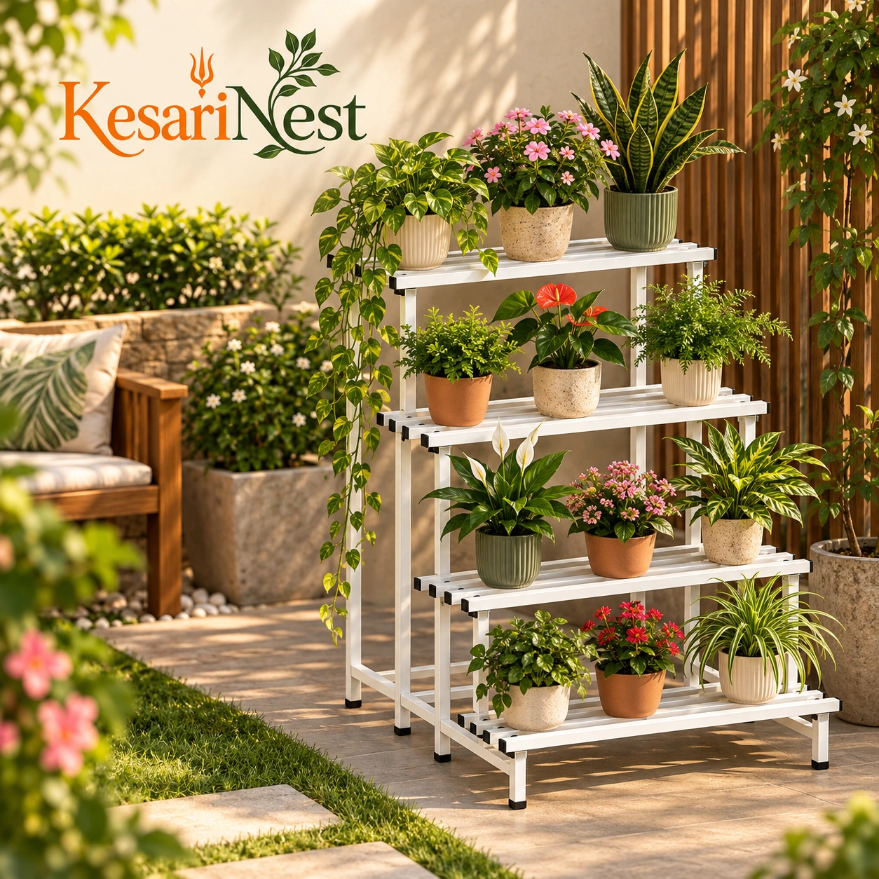 4-Tier Heavy Duty Metal Plant Stand — slide 1