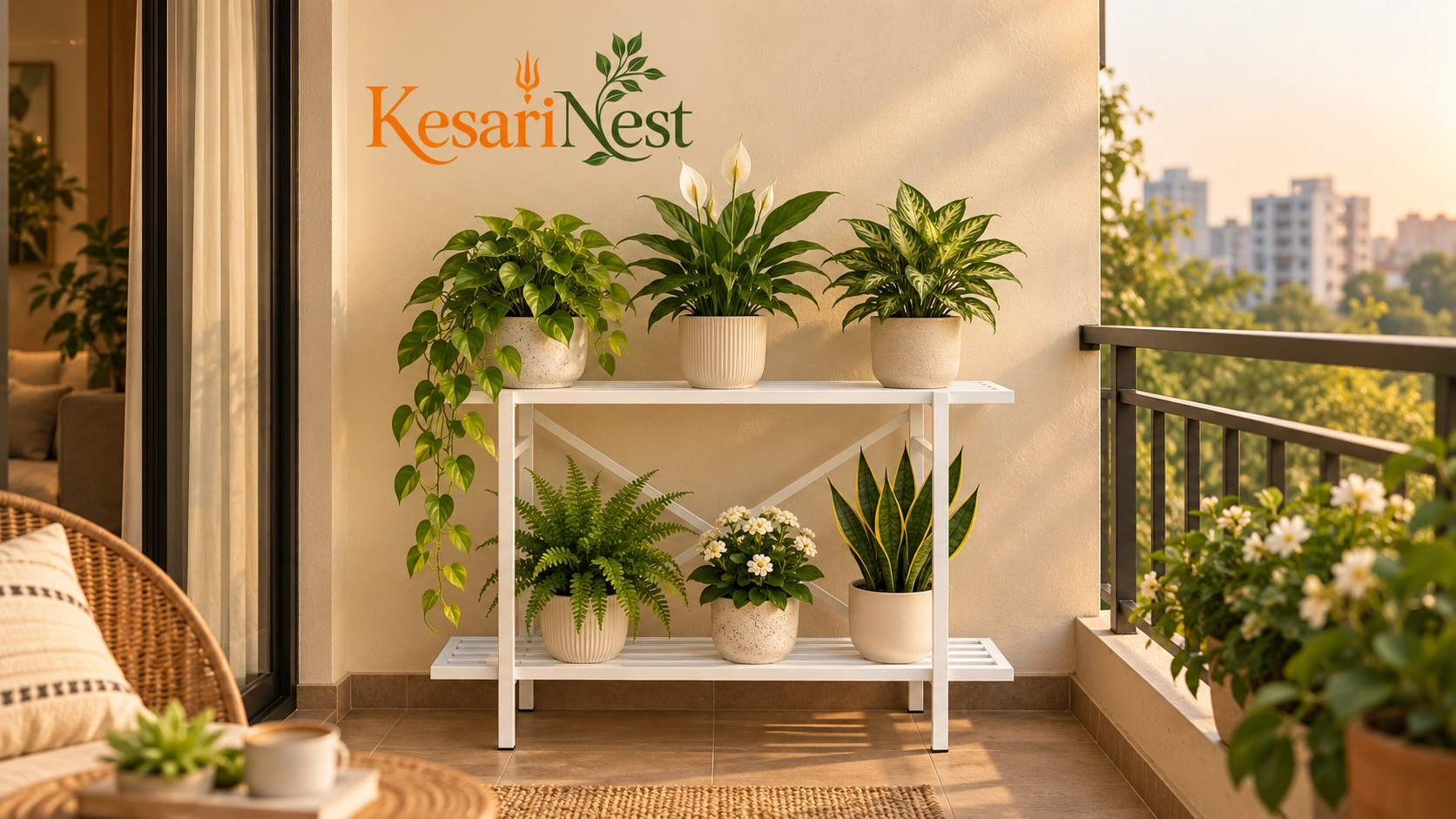 2-Tier Rust-Resistant Metal Plant Stand — after