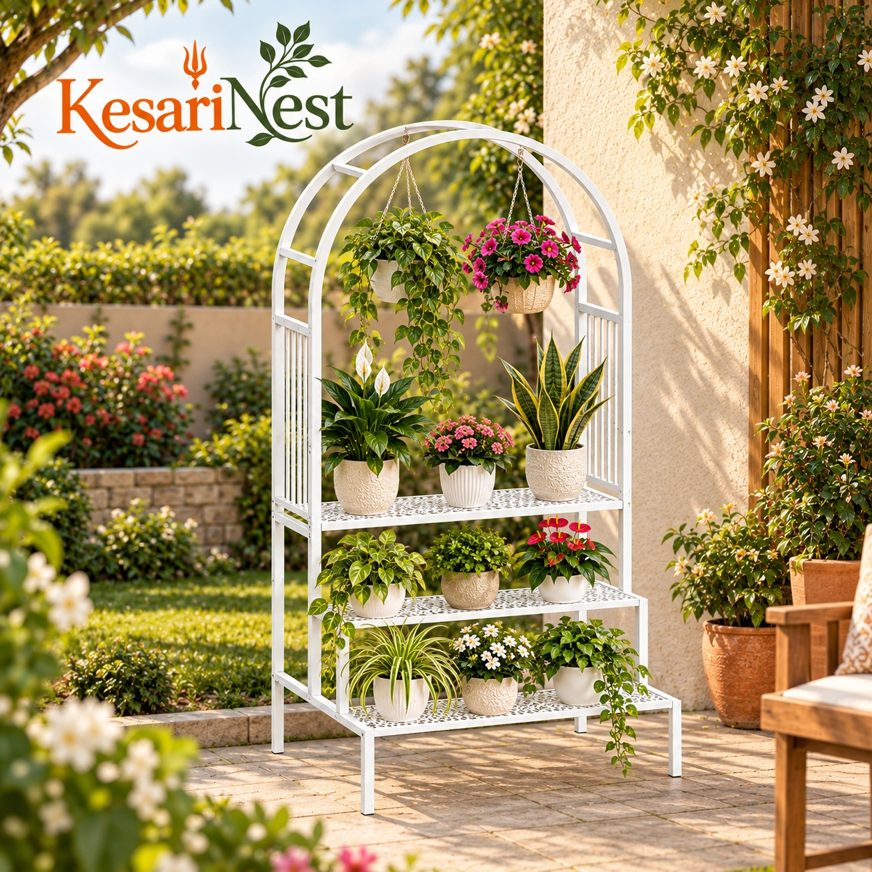 4-Tier Metal Plant Rack for Home & Garden view 4