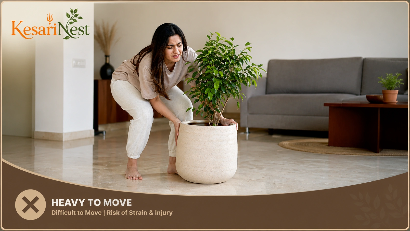 Designer Movable Plant Stand with Wheels — before
