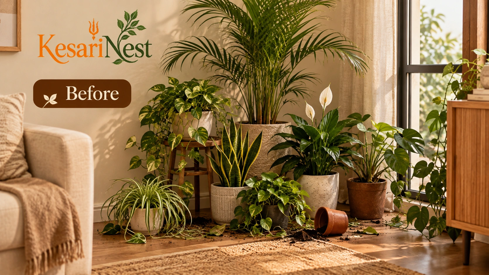 5-Tier Tall Metal Plant Stand for Plants — before