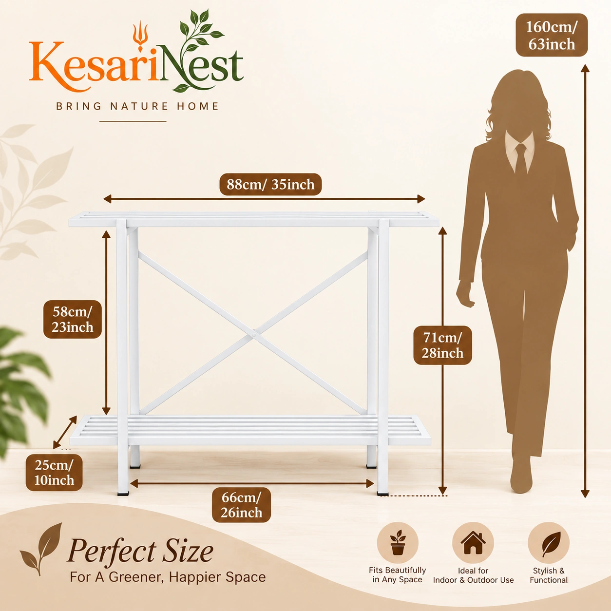 2-Tier Rust-Resistant Metal Plant Stand