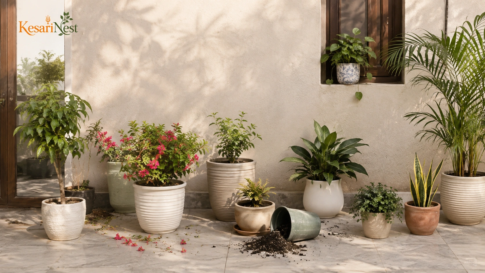Heavy Duty Balcony Planter Stand — before