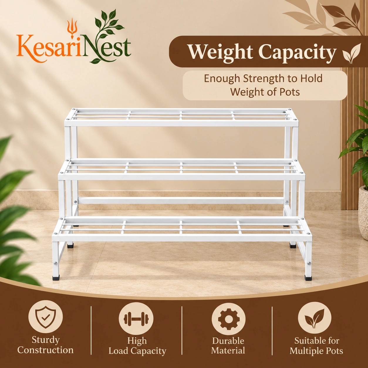 3-Tier Heavy Duty Metal Plant Stand view 5