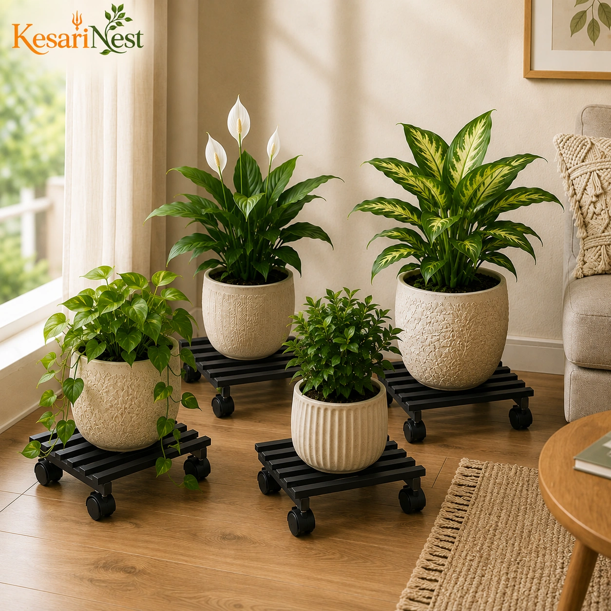 Designer Movable Plant Stand with Wheels — slide 7