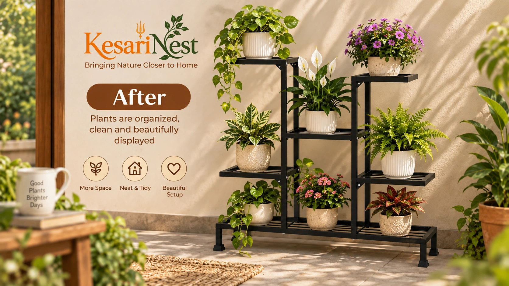 8-Tier Metal Plant Stand for Indoor — after
