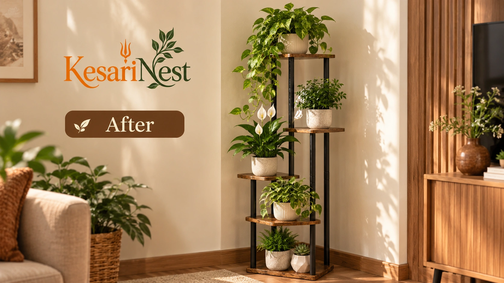 5-Tier Tall Metal Plant Stand for Plants — after